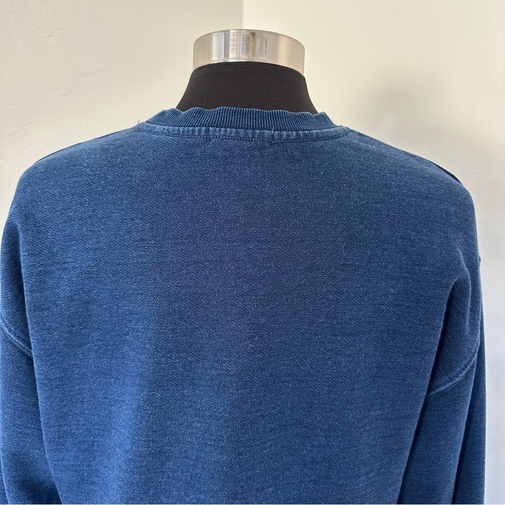 GOOD AMERICAN JEANIUS CROPPED Indigo Blue Terry Sweatshirt Size XS - Picture 8 of 13